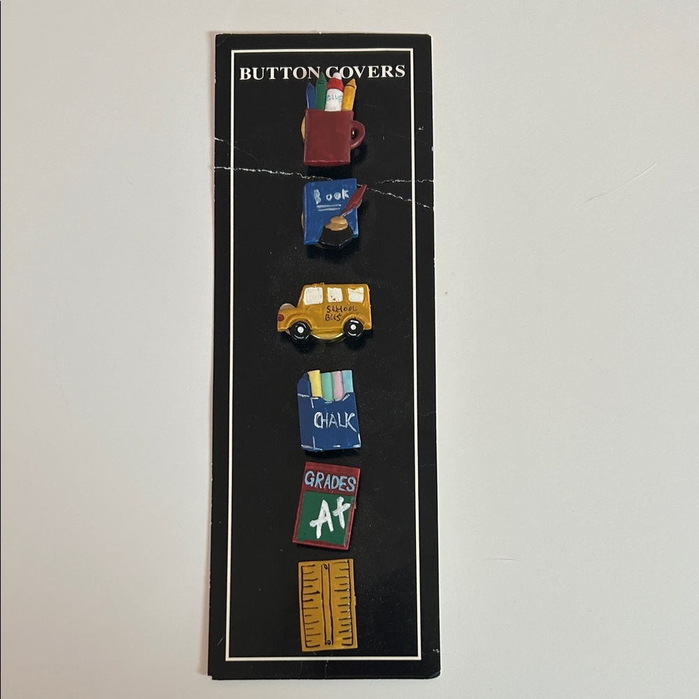 School-Themed Button Covers Set - Multicolor